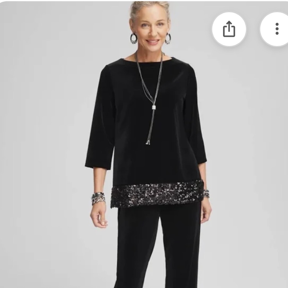 Chico Travelers Velvet Sequin Border Top
